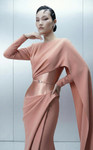 MNM Couture E0166 Crepe Asymmetrical High Mock Neck Gown