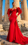 MNM Couture F02944 Crepe Rich Taffeta Strapless Jacket Gown