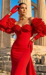 MNM Couture F02944 Crepe Rich Taffeta Strapless Jacket Gown