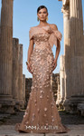 MNM Couture F02950A Sequins 3D Floral Off-shoulder Neck Gown