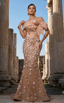 MNM Couture F02950A Sequins 3D Floral Off-shoulder Neck Gown