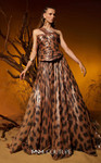 MNM Couture F02953 Metallic Chiffon Asymmetrical A-line Gown
