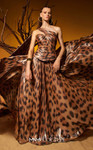 MNM Couture F02953 Metallic Chiffon Asymmetrical A-line Gown