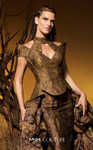 MNM Couture F02971 Metallic Jacquard V-neckline Choker Gown