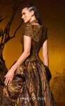 MNM Couture F02971 Metallic Jacquard V-neckline Choker Gown
