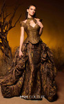MNM Couture F02971 Metallic Jacquard V-neckline Choker Gown
