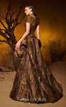 MNM Couture F02971 Metallic Jacquard V-neckline Choker Gown