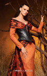 MNM Couture F02972 Faux-Leather Chiffon Animal Print Gown