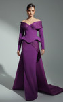 MNM Couture F02972A Crepe Double Skirt Off-Shoulder Gown