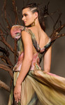 MNM Couture F02981 Chiffon Pleated Peplum Printed Long Gown