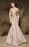MNM Couture F02986 Beaded 3D Floral Long-Sleeve Long Gown