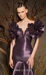 MNM Couture F02993 Metallic Satin Off-shoulder Straps Gown