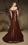MNM Couture F02993 Metallic Satin Off-shoulder Straps Gown