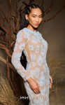 MNM Couture F02997 Sheer Tulle Flower Long-Sleeve Long Gown