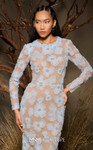 MNM Couture F02997 Sheer Tulle Flower Long-Sleeve Long Gown