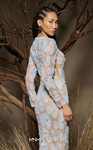 MNM Couture F02997 Sheer Tulle Flower Long-Sleeve Long Gown