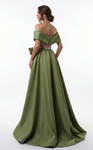 MNM Couture F03024 Satin Double Overskirt Off-shoulder Gown