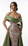 MNM Couture F03024 Satin Double Overskirt Off-shoulder Gown