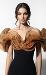 MNM Couture F03033 Tailored Organza Off-shoulder Fitted Gown