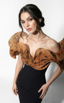 MNM Couture F03033 Tailored Organza Off-shoulder Fitted Gown