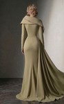 MNM Couture F03038 Crepe Curved Neck Strapless Sheath Gown