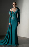 MNM Couture F03038 Crepe Curved Neck Strapless Sheath Gown