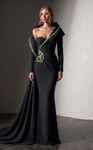 MNM Couture F03038 Crepe Curved Neck Strapless Sheath Gown