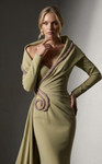 MNM Couture F03038 Crepe Curved Neck Strapless Sheath Gown