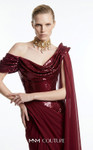 MNM Couture F03048 Asymmetrical Off-shoulder Drap Cape Gown