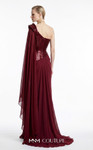 MNM Couture F03048 Asymmetrical Off-shoulder Drap Cape Gown