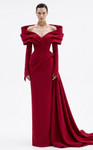 MNM Couture F03049 Crepe Off-shoulder Neck Overskirt Gown