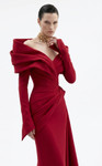 MNM Couture F03049 Crepe Off-shoulder Neck Overskirt Gown