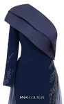 MNM Couture B1125 Floral Embellishment Asymmetric Neck Gown