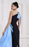 MNM Couture B1152 Rayon Crepe Illusion Long Sleeve Gown