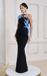 MNM Couture B1152 Rayon Crepe Illusion Long Sleeve Gown