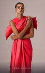 MNM Couture E0081 Satin High Neck Sleeveless Drap Bow Gown