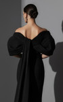 MNM Couture E0088 Rayon Crepe Scoop Neck Off-Shoulder Gown