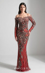 MNM Couture M1316 Illusion Mesh Off-shoulder Fitted Gown