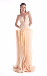 MNM Couture G2100 Sculpted Crepe Deep-V Cut Strapless Gown