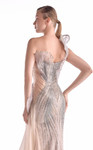 MNM Couture G2101 Lace Metallic Embroidery Asymmetrical Gown
