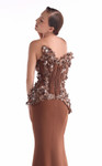 MNM Couture G2108 Satin Lace 3D Floral Strapless Corset Gown
