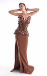 MNM Couture G2108 Satin Lace 3D Floral Strapless Corset Gown