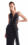 MNM Couture G2113 Satin Lace Beaded V-Neck Strapless Gown