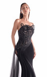 MNM Couture G2116 Satin Tulle Corded Illusion Strapless Gown