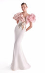MNM Couture G2120 Satin Embellished Blooming Shoulders Gown