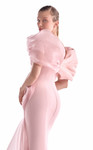 MNM Couture G2125 Satin Chiffon Off-Shoulder Draping Gown