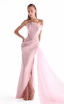 MNM Couture G2126 Satin Tulle Straight Neck Strapless Gown