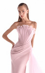 MNM Couture G2126 Satin Tulle Straight Neck Strapless Gown