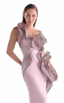 MNM Couture G2128 Satin Sequin Embroidered One-Shoulder Gown