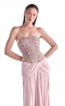 MNM Couture G2129 Satin Sequined Lace Beaded Strapless Gown